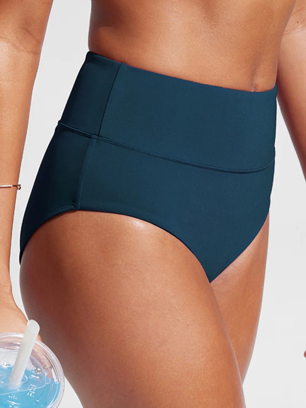 NWT * CRZ YOGA High-Waisted Bikini Bottom Insignia Blue Size Large